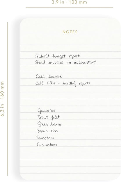 Elegant Desk Notepads for Professionals, Executive's Memo Pads, Minimalist, Gold Foiled, Lined, 5 Pack, 375 Sheets Total (75 Each), 6.3" x 3.9”, 80 GSM, Eco-friendly, FSC™ Certified