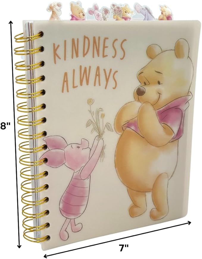 Innovative Designs Disney Winnie the Pooh Tab Journal Notebook, Spiral Bound, 144 Lined Pages, 8 x 7 inches