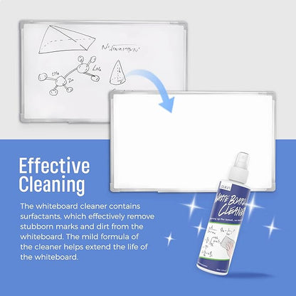 loukin Non-Toxic Whiteboard Cleaner, 8.5 fl oz Dry Erase Board Cleaner, Low-Odor Whiteboard Cleaning Spray with Cloths, Removes Stubborn Marks from Whiteboards (2-Pack)