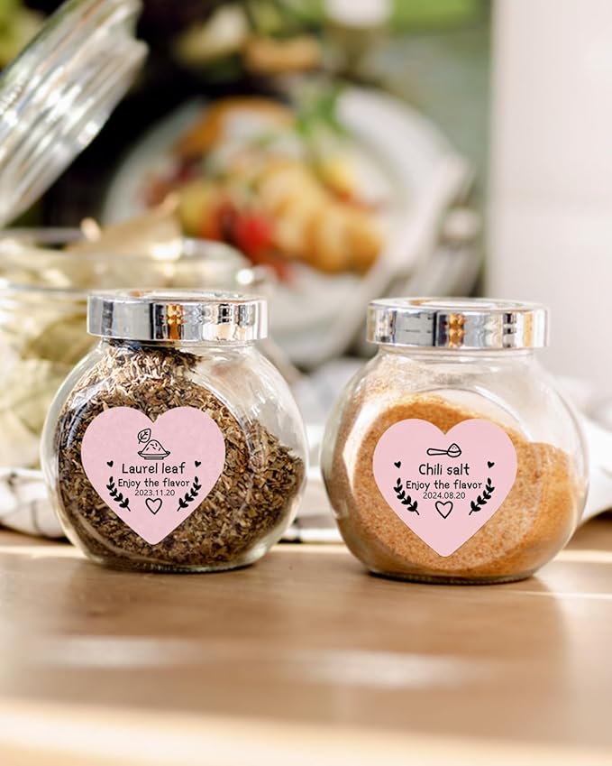 Phomemo 3” Color Circle Thermal Labels, Self-Adhesive Round Direct Sticker Label, Cute Pink Heart Stickers Roll for Custom Stickers Personalized & Business, 500 Pink Labels/Roll