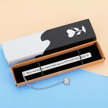 Funny Spicy Bookmark for Women Book Lover Bookish Nerd Bookworm Gifts Christmas Stocking Stuffers Birthday Book Club Gifts for Friends BFF Reading Present Metal Dirty Bookmarks for Adults Women Her