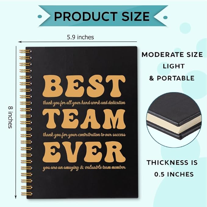 Best Team Ever 160 Blank Pages Spiral Notebook, Team Appreciation Gifts, Employee Thank You Gifts, Team Notebooks for Employees, Teamwork Gifts for Staff, Team Member Gifts for Coworkers