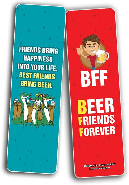 Creanoso Funny Beer Friends Bookmarks (5-Sets X 6 Cards) – Daily Inspirational Card Set – Interesting Book Page Clippers – Great Gifts for Adults and Professionals