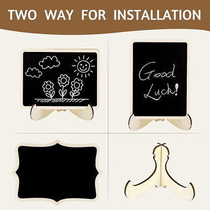 12 Pcs Mini Chalkboard Signs, Small Chalkboard Labels with Easel Stand, Wooden Blackboard for Table Numbers, Food Signs, Wedding Signs, Place Cards and Event Decoration, with 1 Liquid Chalk