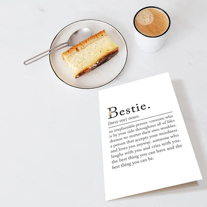 Chenive Bestie Definition Card, BFF Greeting Card, Funny Best Friend Birthday Card, Bestie Sister Friendship Card for Women Lady Girl