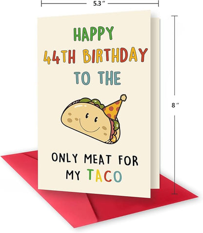 Funny 44th Birthday Card Gifts for Men, Happy 44th Birthday Decorations for Husband Him, Taco Gifts for 44 Years Old BdayMan, Cool 44 Mens Bday Ideas