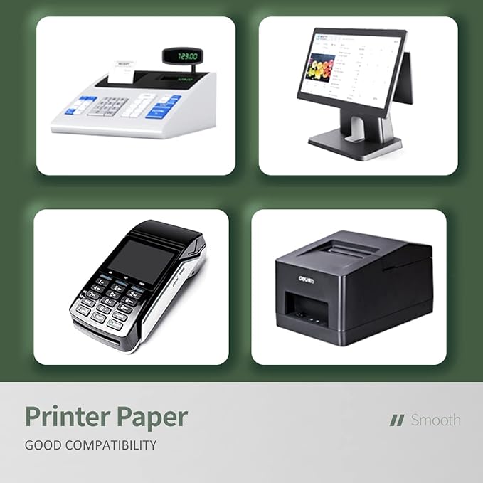 FungLam Thermal Receipt Paper Rolls 3-1/8" x 119' Thermal Paper Cash Register POS Receipt Paper (10 Rolls)