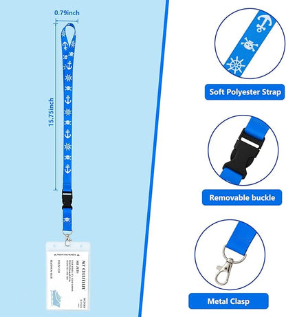 Cruise Lanyards, 4 PCS Lanyards for Cruise Ship Cards, Badge Holder Lanyard with Detachable Buckle, Waterproof ID Badge Holder for Cruises Ships Key Cards, Cruise Ship Essentials