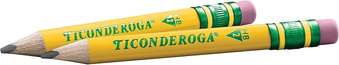 Ticonderoga My First Short Triangular Wood-Cased Pencils, #2 HB Soft, With Erasers, Yellow, 4 Count
