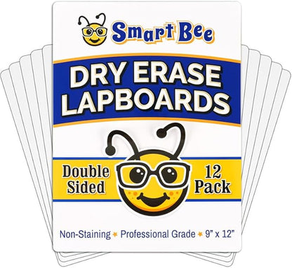 Dry Erase Boards for Classroom | 9x12 Inches, Double-Sided, Student Dry Erase Board for School and Home Learning | Personal Small White Board for Lap, Desk, Office, Kitchen | Pack of 12