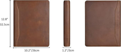 Personalized Leather Portfolio for Men, Engraved Leather Clipboard Portfolio Binder, Custom Leather Resume Padfolio for Women, Christmas Gift for His/Her (Notepad, Khaki-Custom)