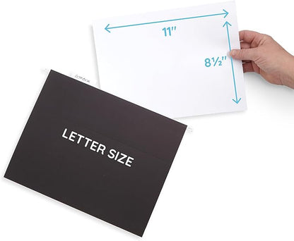 Blue Summit Supplies Hanging File Folders, 25 Reinforced Hang Folders, Designed for Home and Office Color Coded File Organization, Letter Size, Black, 25 Pack