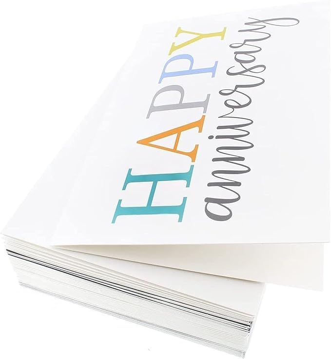 Juvale 36 Pack Happy Anniversary Cards with Envelopes for Work, Wedding, Employees, 6 Designs (Blank Inside, 4x6 In)