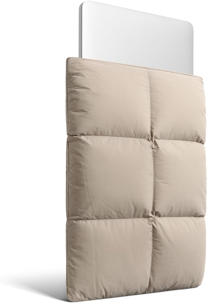 Comfyable Puffy Laptop Sleeve 13 Inch 14 Inch, Quilted Puffer Laptop Carrying Case for Women, Pillow Case Compatible for MacBook Air M3 2024 M2 M1, MacBook Pro M4 Pro/Max, 13 in 14 in Cover, Taupe