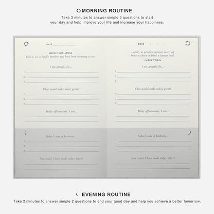 Daily Gratitude Journal for More Mindfulness, Affirmation, Happiness and Productivity - Simple Undated Effective Gratitude Journal for Women & Men