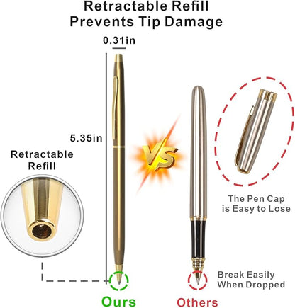 Cambond Ballpoint Pens Fancy Pens - Black Ink Bulk Pens 1.0 mm Medium Point Retractable Metal Pen Comfortable Writing for Men Women Police Uniform Office Business, 10 Pack (Rose Gold)