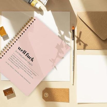 Tizzer Funny Well F Definition Lined Hardcover College Ruled Spiral Notebook Journal for Work Notes Journaling 5.5×8.3 Inch,Sympathy Gifts for Bad Day,Loss Job,Pet Loss,Breakups,Condolence (Pink)