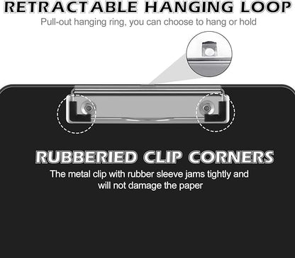 Clipboards, HERKKA 15 Pack Plastic Office Clipboards, Black Color Plastic Clipboards, Low Profile Clip Standard A4 Letter Size, Size 12.5 x 9 Inch