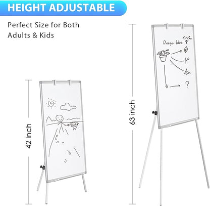 Easel Whiteboard - Magnetic Portable Dry Erase 36 x 24 Tripod Height Adjustable, 3' x 2' Flipchart Easel Stand White Board for Office or Teaching at Home & Classroom (36x24 White)