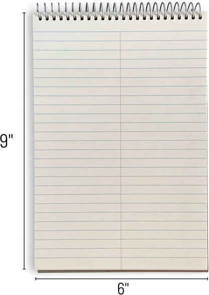 Portage Steno Notebook | 6" x 9" With Ultra Thick Backing Perfect For Writing Wherever You Need, 70 Sheets of Quality, Gregg Ruled Paper, Top Spiral Bound