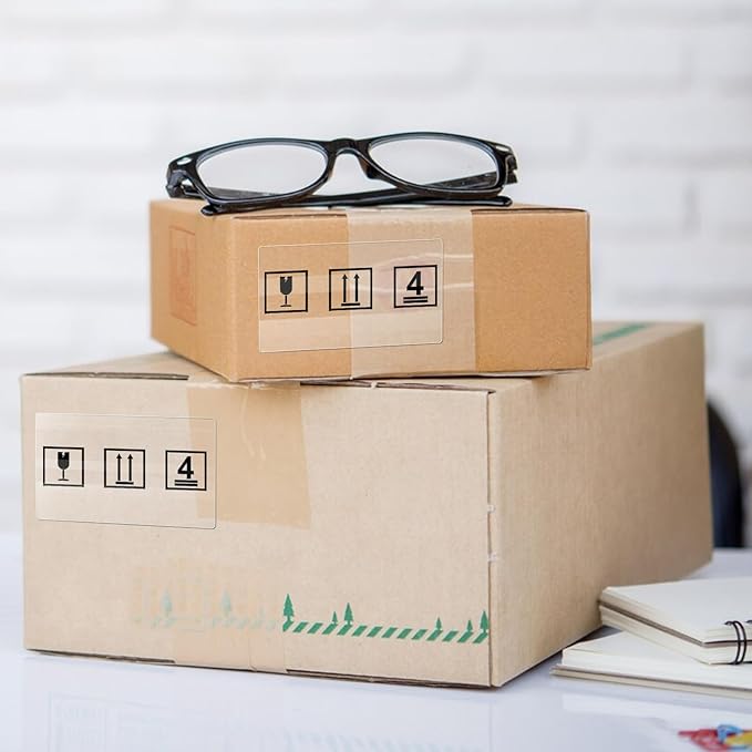 Transparent Thermal Labels 3 × 2 Inch Self Adhesive Printer Clear Stickers Vinyl Waterproof Roll Decals Rectangle Name Tag for Address Design DIY Logo Business 300 PCS