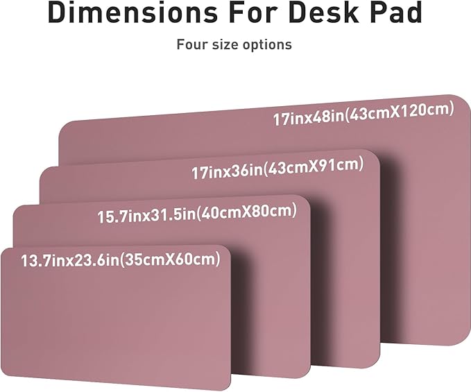 Aothia Leather Desk Pad Protector, Mouse Pad, Office Desk Mat, 31.5" x 15.7" Non-Slip PU Leather Desk Blotter, Laptop Desk Pad, Waterproof Desk Writing Pad for Office and Home (Dark Pink)