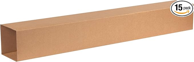 Aviditi AVT6648OUTERDW Telescoping Corrugated Cardboard Box 6 3/4" L x 6 3/4" W x 48" H, Kraft, for Shipping, Packing and Moving (Pack of 15)
