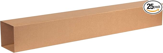Aviditi T6648OUTER Telescoping Corrugated Cardboard Box 6 1/2" L x 6 1/2" W x 48" H, Kraft, For Shipping, Packing and Moving (Pack of 25)