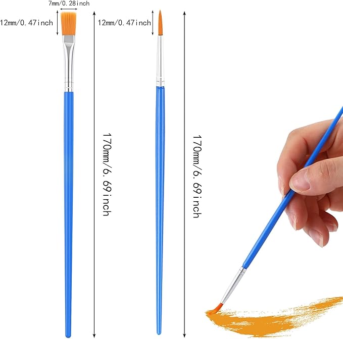 60 Pcs Paint Brushes,Round Flat Small Brush Bulk for Detail Painting