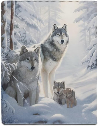 Cozeyat Family Wolf Padfolio for Men PU Leather Document Holder for Business Traveling Interview Resume Folder Portfolio Binder Organizer