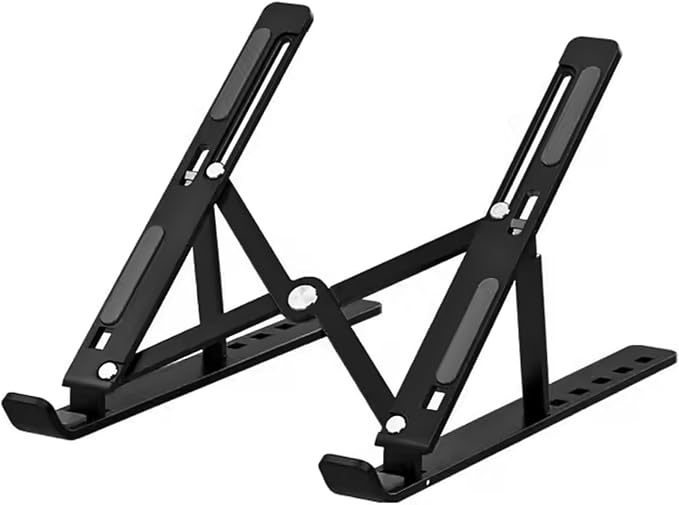 Laptop Stand, Foldable Adjustable & Ergonomic Aluminum Portable Notebook/Tablet Stand, Laptop Holder, Compatible with 10-15.6” Laptops and Tablets (Black)