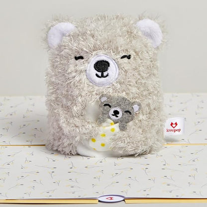 Lovepop Plushpop Soft Animal Pop-Up Card for Her and Him - 3D Bear Everyday Greeting Card for Boys, Girls, Men, Women - Love You Most - 6" x 8" Card - Gray