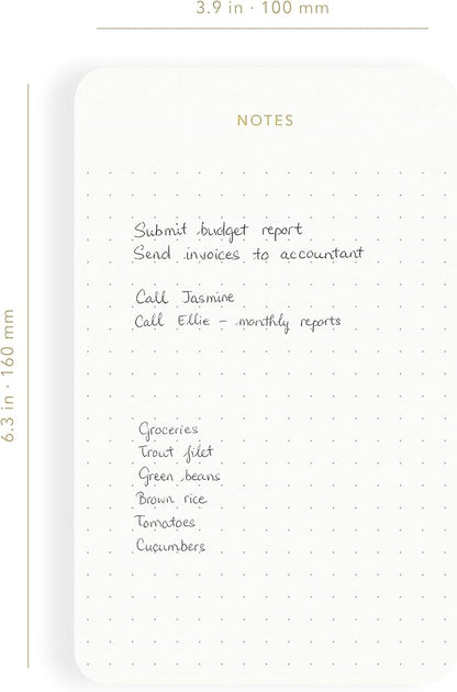 Elegant Desk Notepads for Professionals, Executive's Memo Pads, Minimalist, Gold Foiled, Dotted Layout, 3 Pack, 225 Sheets Total (75 Each), 6.3" x 3.9”, 80 GSM, Eco-friendly, FSC™ Certified Small Notepad