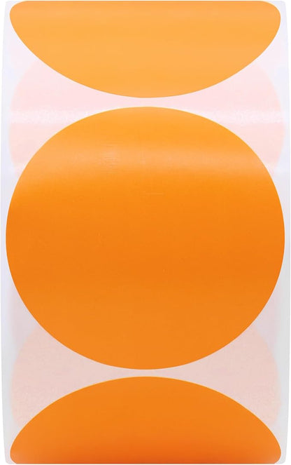 Hybsk 2 inch Circle Color Direct Thermal Stickers Shipping Labels for Barcodes,Name Tag,DIY Logo Design,QR Code,Inventory– Compatible with Zebra,Rollo,Munbyn,and More-750 pcs (2 inch,Orange)