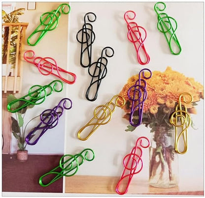 100 Pieces Music Paper Clips 6 Colors, Music Bookmark Metal Paper Clips Musical Notes Clips,for Office School Stationery Supplies