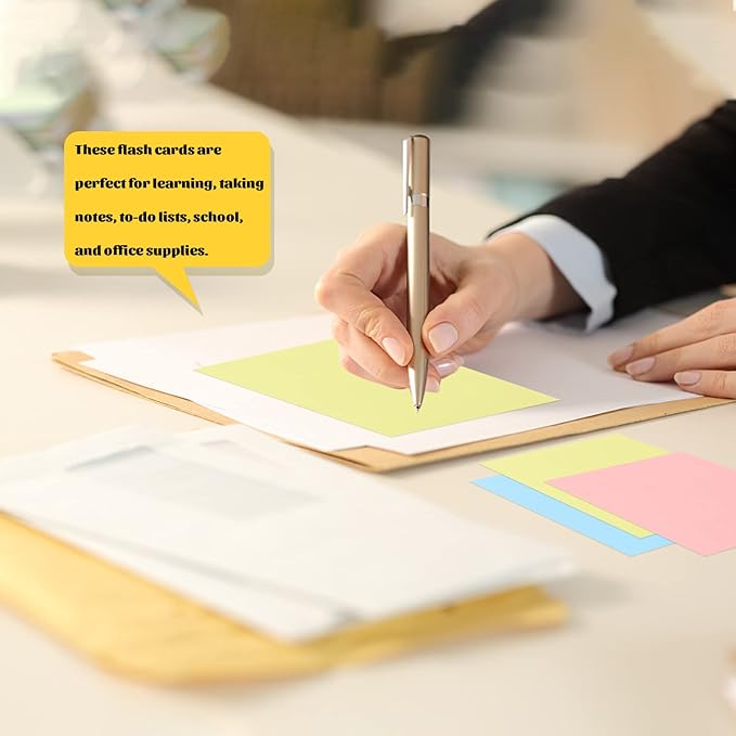 Tecmisse 300 PCS Colored Index Cards, 3x5 Inches Flash Cards, Heavy Note Cards, Study Cards for School, Learning, Memo Scratch Pad, 10 Colors (Blank)