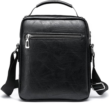 Hebetag Small Leather Sling Shoulder Bag Messenger Pack for Men Women Outdoor Travel Business