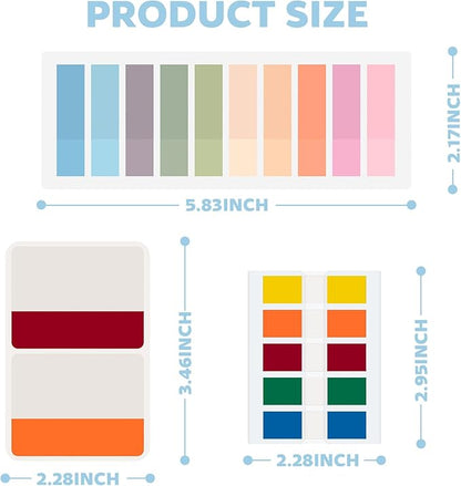 ZTML MS 1400 Pieces Tabs, Morandi Sticky Tabs, Page Markers, Page Tabs for Binders, Colored Book Tabs for Annotating Books, Reading Notes and Classify Files, 26 Sets Book Sticky Tabs for Notebooks