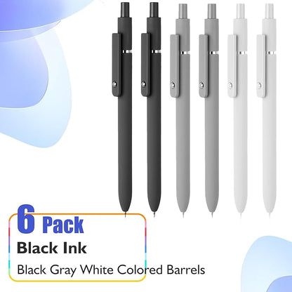 Easter Gifts for Him, Easter Basket Stuffers, 0.5MM Black Gel Ink Pens Fine Point Smooth Writing Pens, College Essentials Pens, Father's Day Birthday Gifts for Men (6PCS Black Gray White)