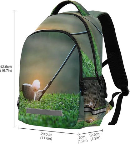 AUUXVA Golf Ball Sport Grass Backpack School Bookbag Laptop Purse Casual Daypack for Teen Girls Women Boys Men College Travel