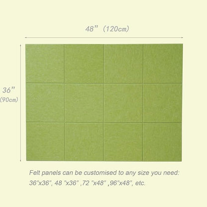 LAJAR Large Felt Wall Tiles, 12 Pack Cork Board Alternative with Removable Adhesive Tabs, Bulletin Pin Boards for Office, School and Home (Fruit Green)