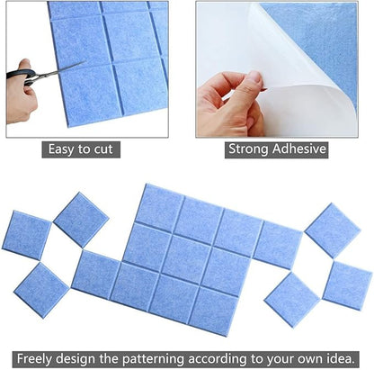 Large Cork Board Felt Board Tiles for Walls with 30 Push Pins, 11.8"x11.8" Pack of 6 Pin Board Notice Boards for Home Office Kitchen, Bulletin Board Wall Tiles for Photos Memos