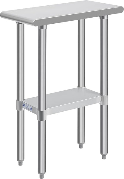 Hally Stainless Steel Table for Prep & Work 24 x 12 Inches, NSF Commercial Heavy Duty Table with Undershelf and Galvanized Legs for Restaurant, Home and Hotel