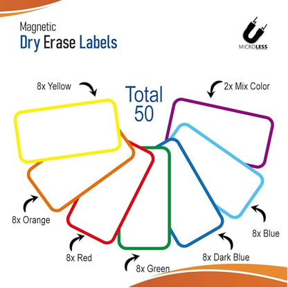 Dry Erase Magnetic Labels Bordered Colors 2 * 4 inch