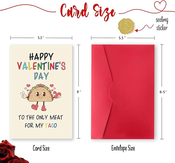 Funny Valentines Day Card Gifts for Him Boyfriend, Naughty Valentine's Day Gifts for Men, Unique Valentines Day Cards for Husband, Taco Vday Cards