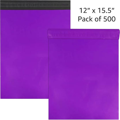 Colored Poly Mailers Pack of: Be creative with your packaging with Colored mailers (Purple, 12" x 15.5" pack of 500)