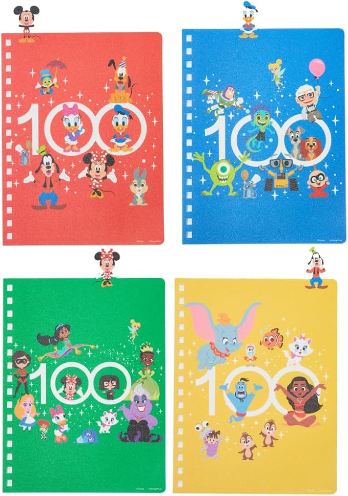 Innovative Designs Disney 100 Anniversary Tab Journal Notebook, Spiral Bound, 96 Lined Pages, 8 x 7 inches, Turquoise