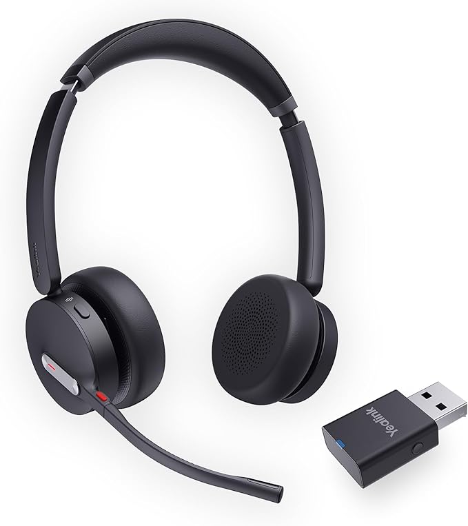 Yealink WH64 Hybrid with DECT Dongle, 492ft Range, 32 Talk Time Bluetooth Headset for Teams, Zoom Skype UC, 3X Mic Noise Cancelling, Headset PC Phone