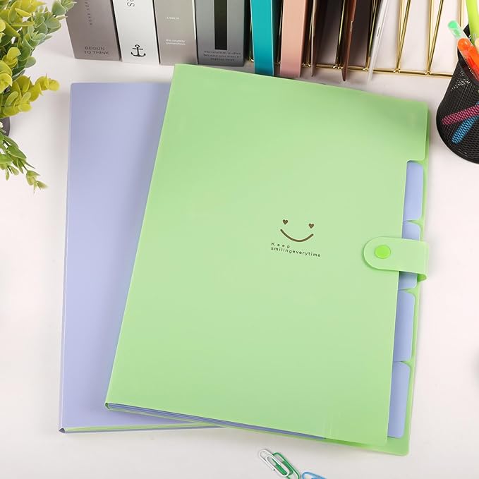 SKYDUE Letter A4 Paper Expanding File Folder Pockets Accordion Document Organizer (Green)