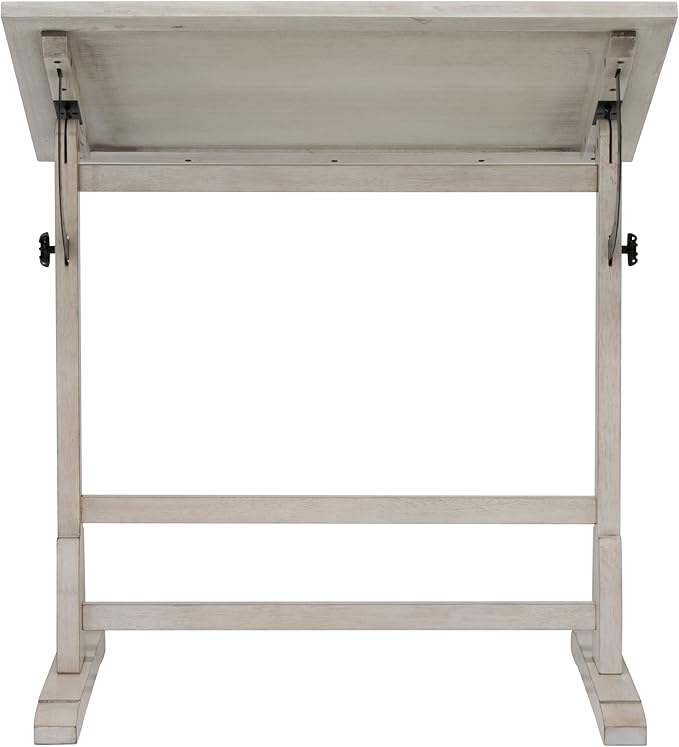 Studio Designs Vintage Drawing/Drafting Table with Pencil Ledge - 36" W x 24" D - Coastal Whitewash - Adjustable Tilting Top